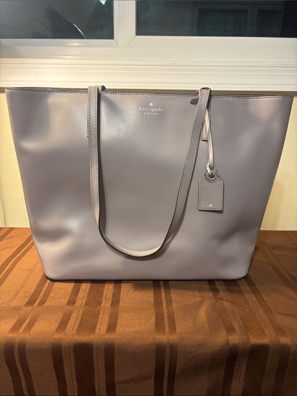 Nwot Kate Spade Janie Medium Leather Tote Bag Soft Taupe Gray